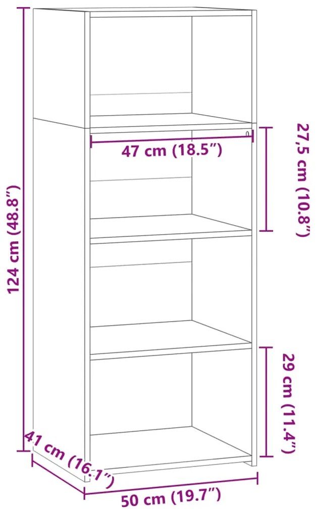 Armário alto 50x41x124 cm derivados de madeira cinza cimento