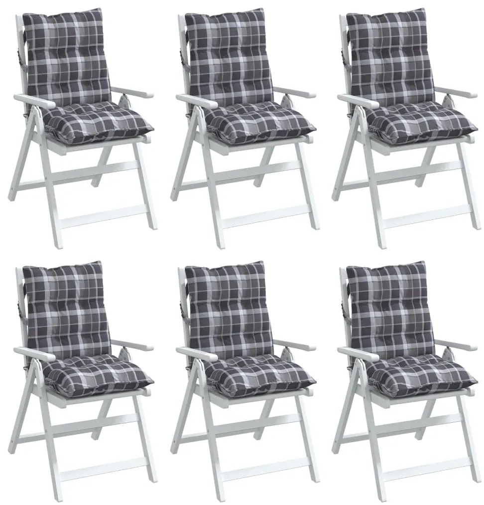 Almofadões cadeira encosto baixo 6 pcs oxford xadrez cinzento