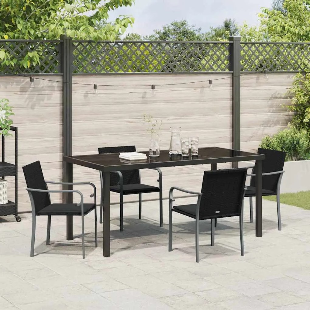 Conjunto de Jantar de Jardim com 5 Peças e Almofadas - Rattan Poliéste
