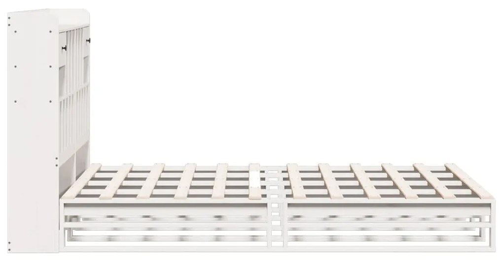 Cama com estante sem colchão 140x190 cm pinho maciço branco