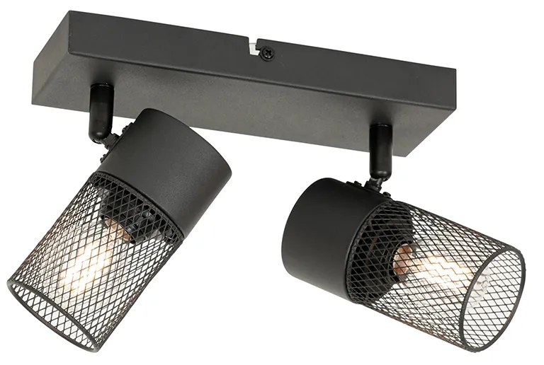 Foco industrial preto ajustável 2 luzes - Jim Industrial