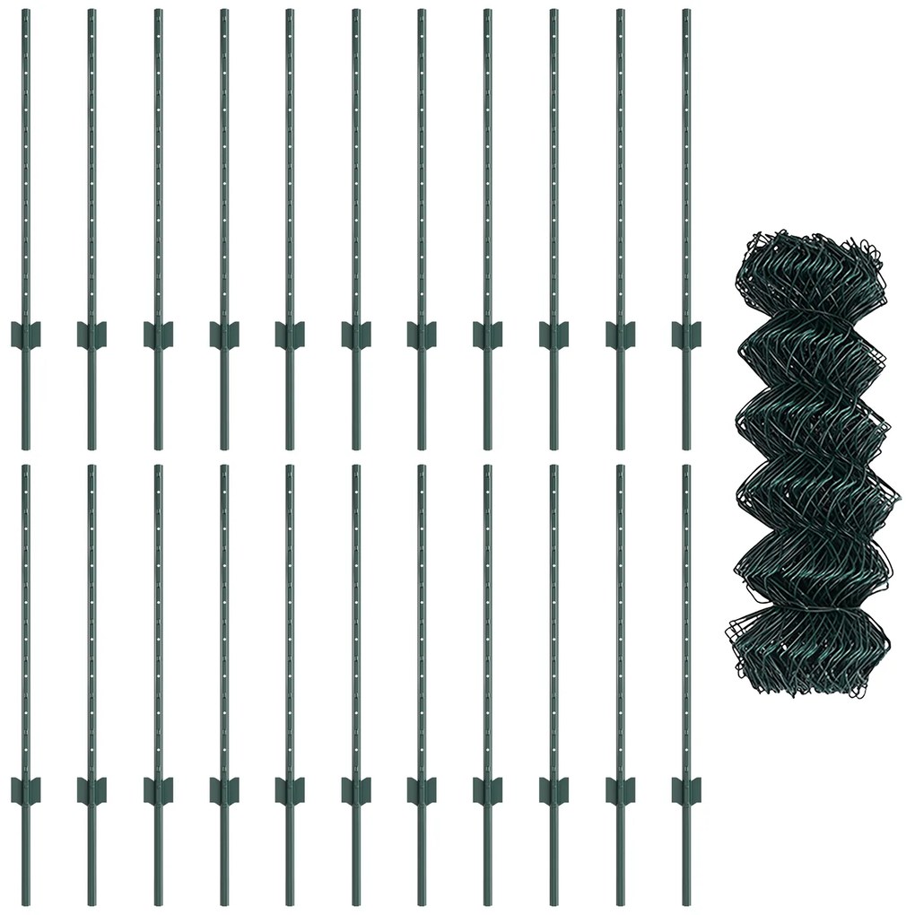 Conjunto de Cerca de Cadeado Conjunto de 2 Verde Aço Galvanizado
