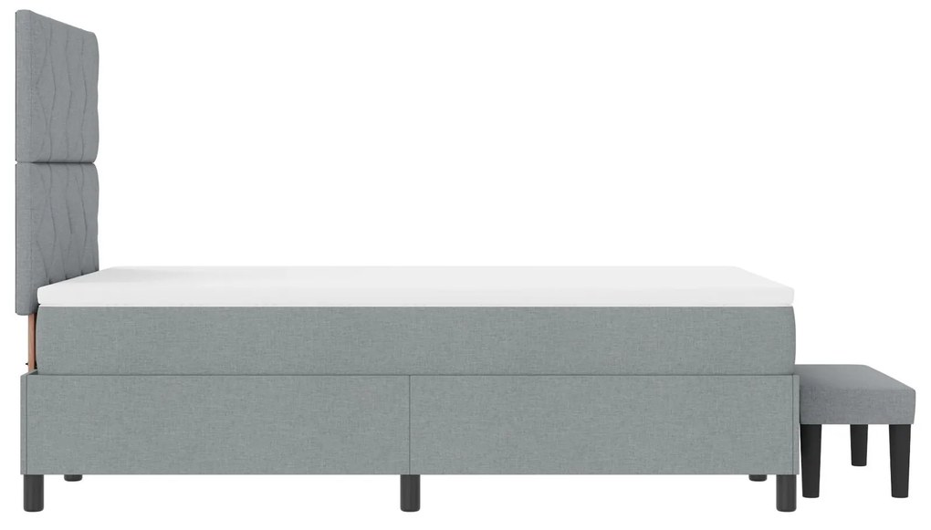 Cama Box Spring com Colchão e Banco Cinza Claro 120x190 cm Tecido
