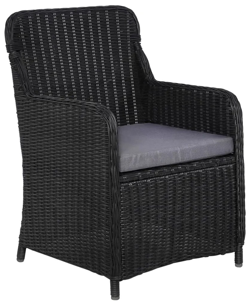 7 pcs conjunto de jantar para jardim preto
