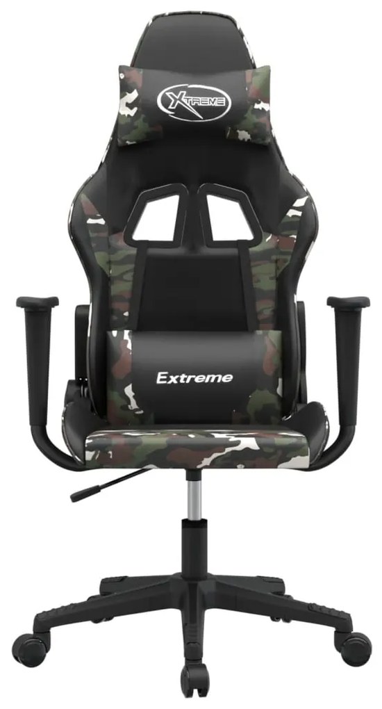 Cadeira gaming massagens couro artificial preto e camuflagem