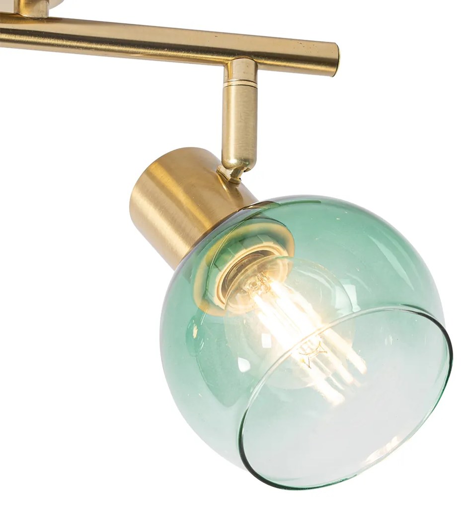 Projetores Art Deco Dourado com Vidro Verde 2 Luzes - Vidro Art Deco