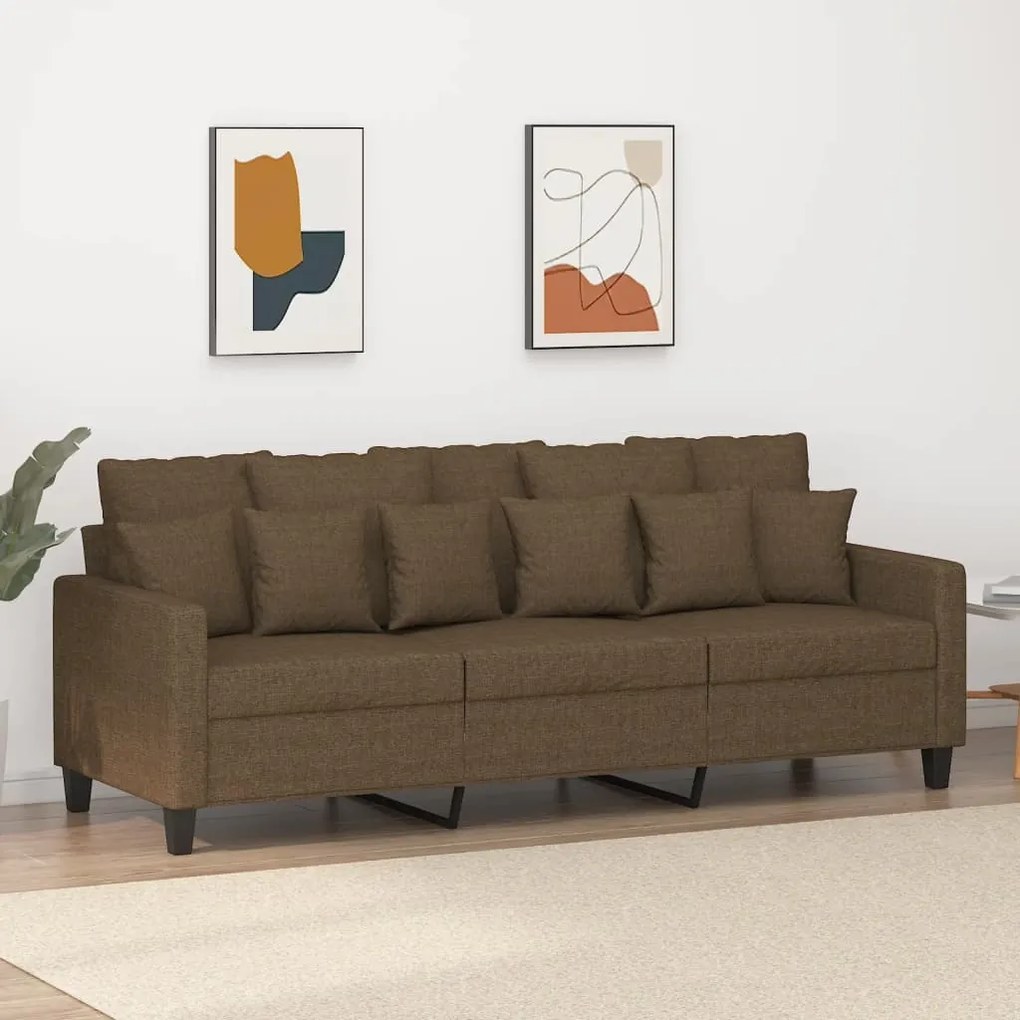 vidaXL Sofá de 3 lugares tecido 180 cm castanho
