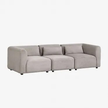 Sofá Modular De 3 Peças Fogler Bombazina Cinzento Toupeira Claro - Sklum