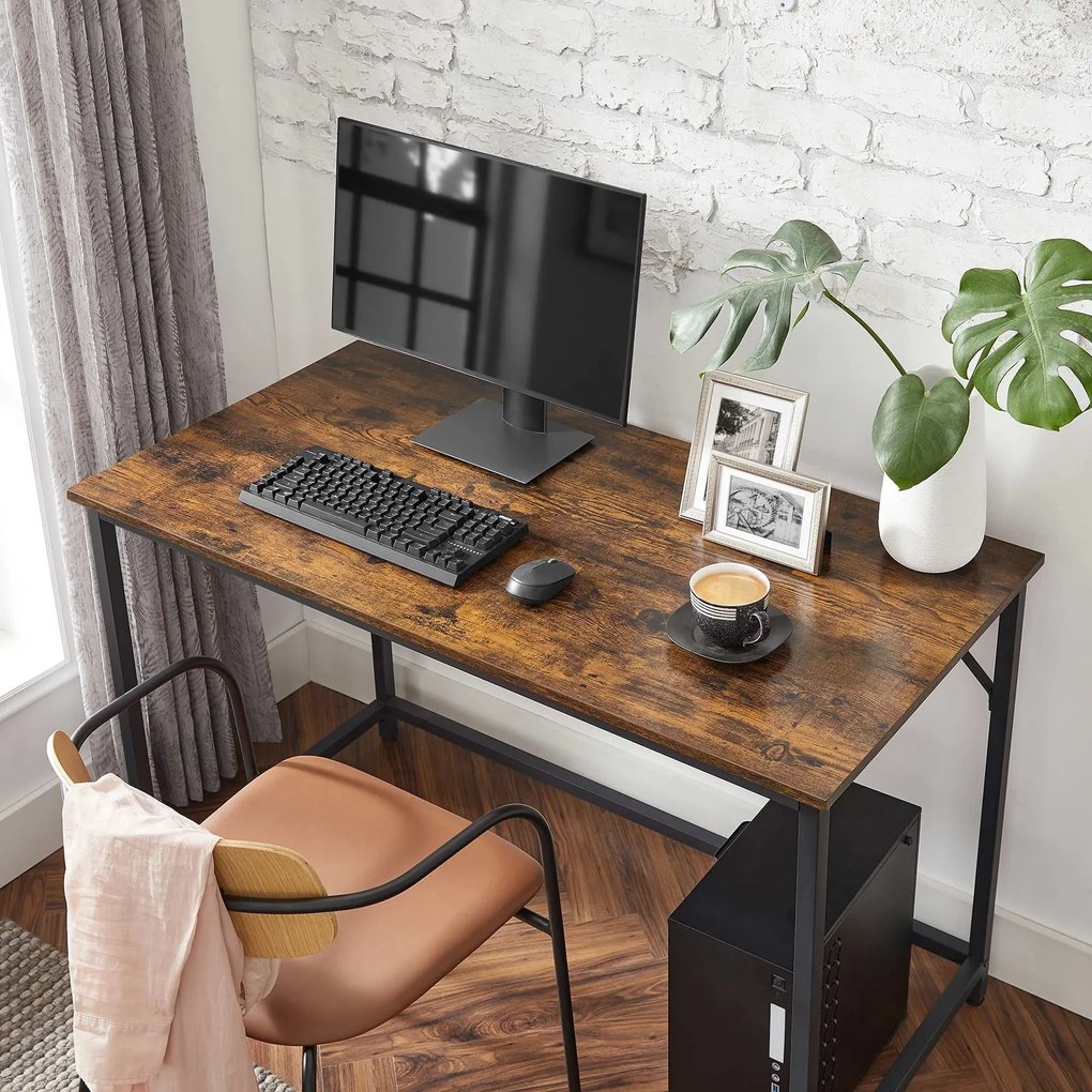 Mesa para computador com estrutura em aço 120 x 60 x 75 cm Castanho vintage + preto