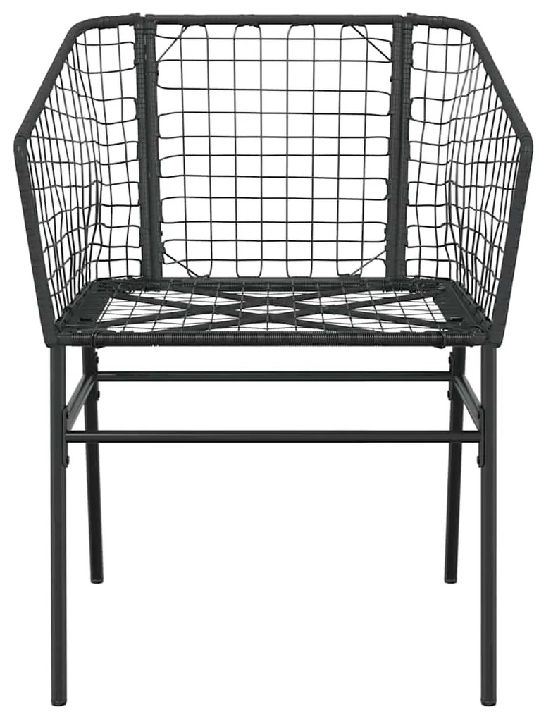 Conjunto de jantar jardim 7 peças vidro vime PE preto