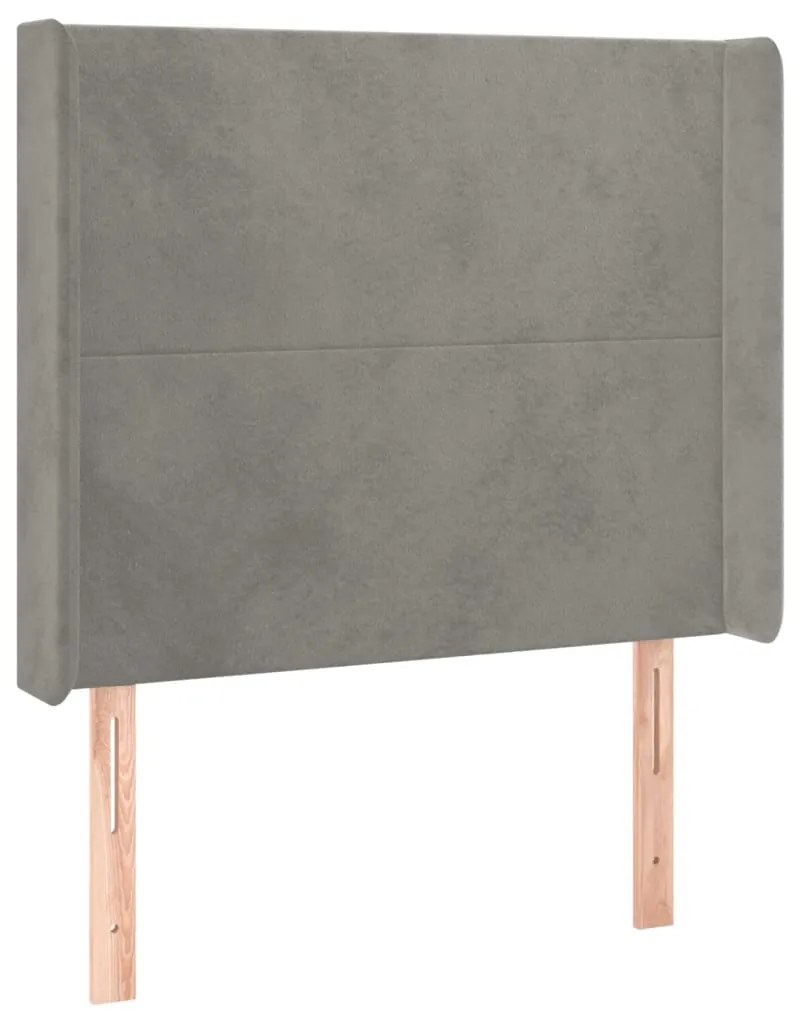 Cama box spring c/ colchão/LED 90x200 cm veludo cinzento-claro