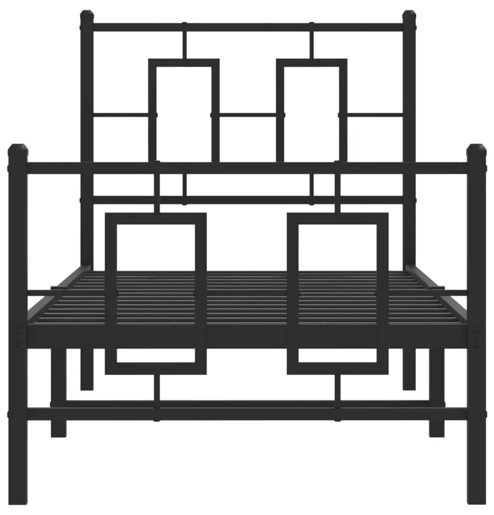Estrutura de cama com cabeceira e pés 75x190 cm metal preto