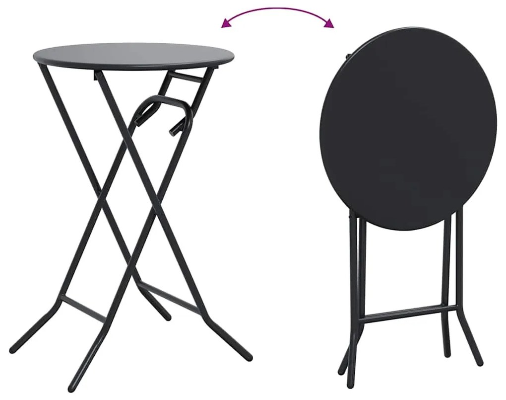 Mesa de Jardim Dobrável Antracite Ø50x72 cm Aço