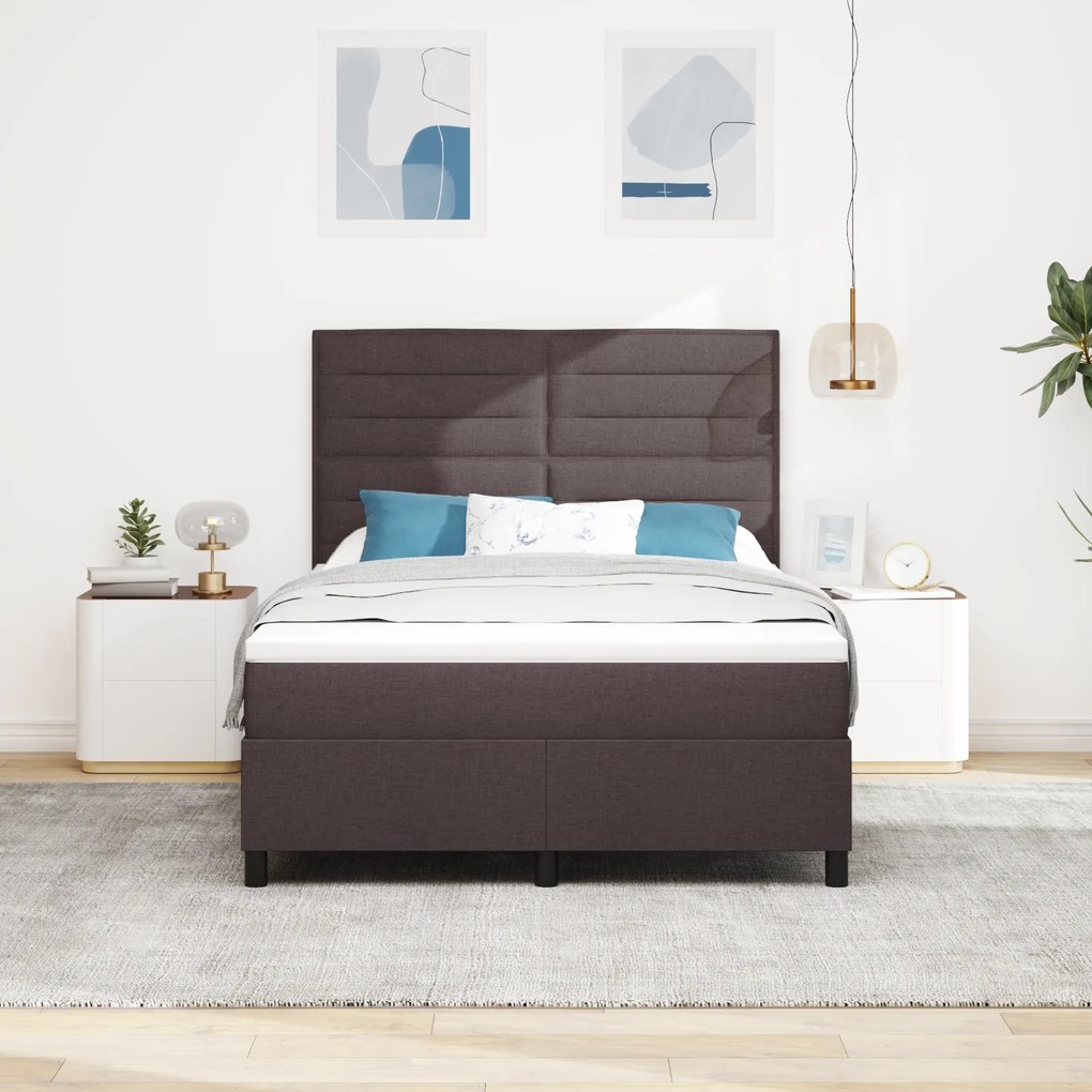 Cama Box com Colchão Cinza Escuro 140x200 cm Tecido