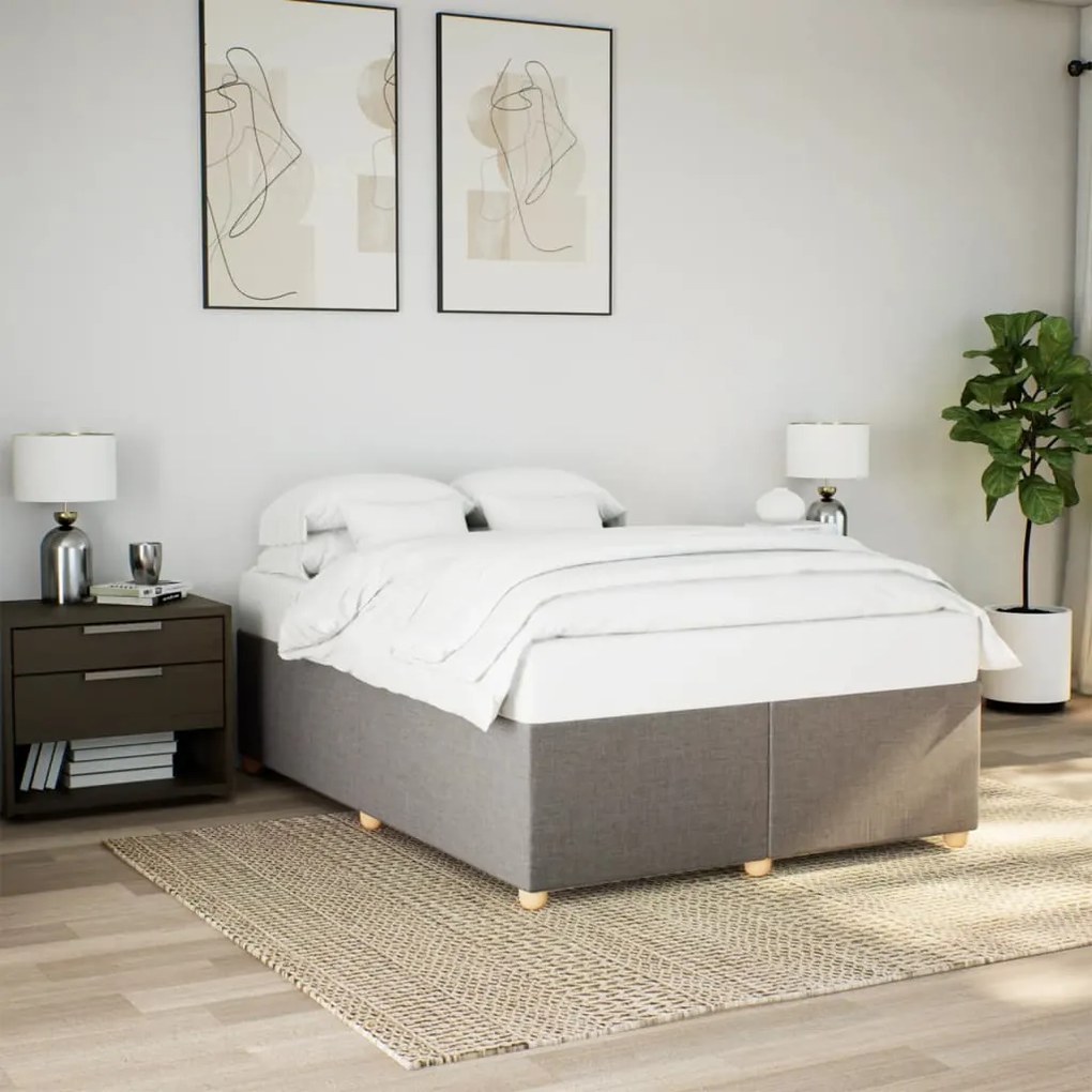 vidaXL Cama sem colchão 140x190 cm tecido castanho-acinzentado