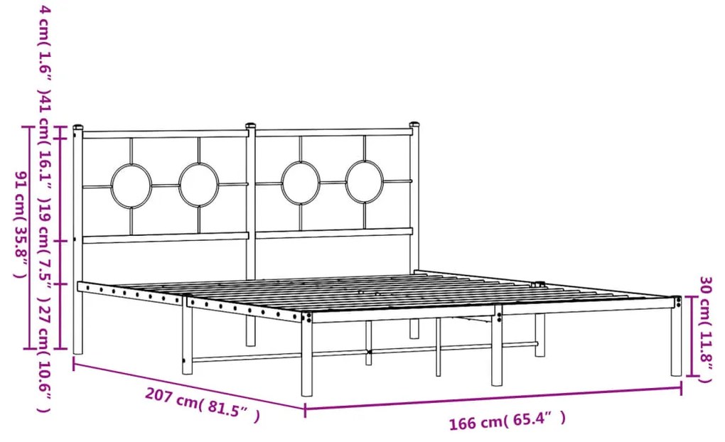 Estrutura de cama com cabeceira 160x200 cm metal preto