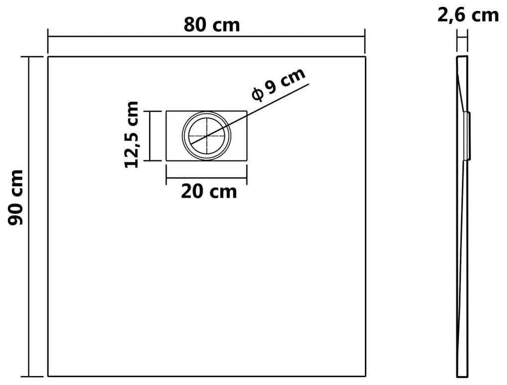 Base de chuveiro SMC 90x80 cm castanho