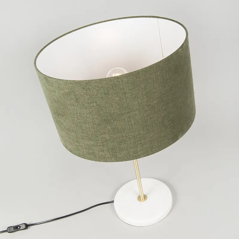 Candeeiro de mesa em latão com cúpula verde 35 cm - Kaso