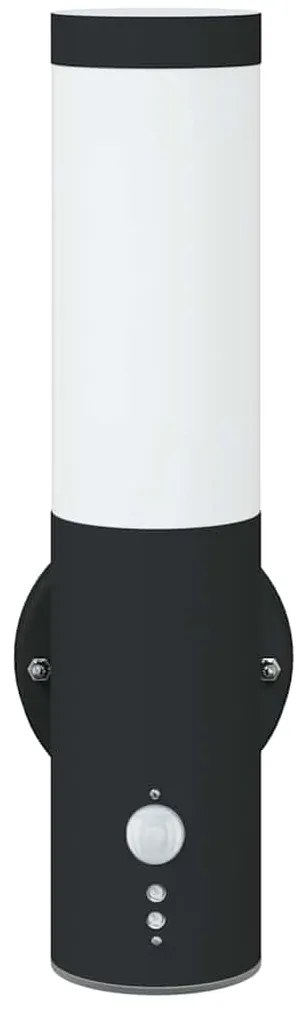 Luz de parede com sensor 2 pcs Preto Aço Inoxidável IP44