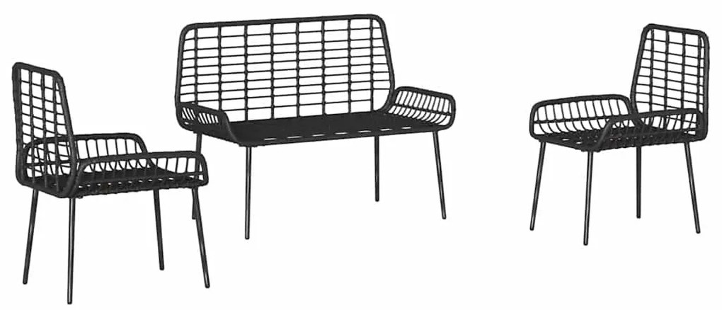 Conjunto de Jantar para Jardim 3 pcs Preto, Antracite