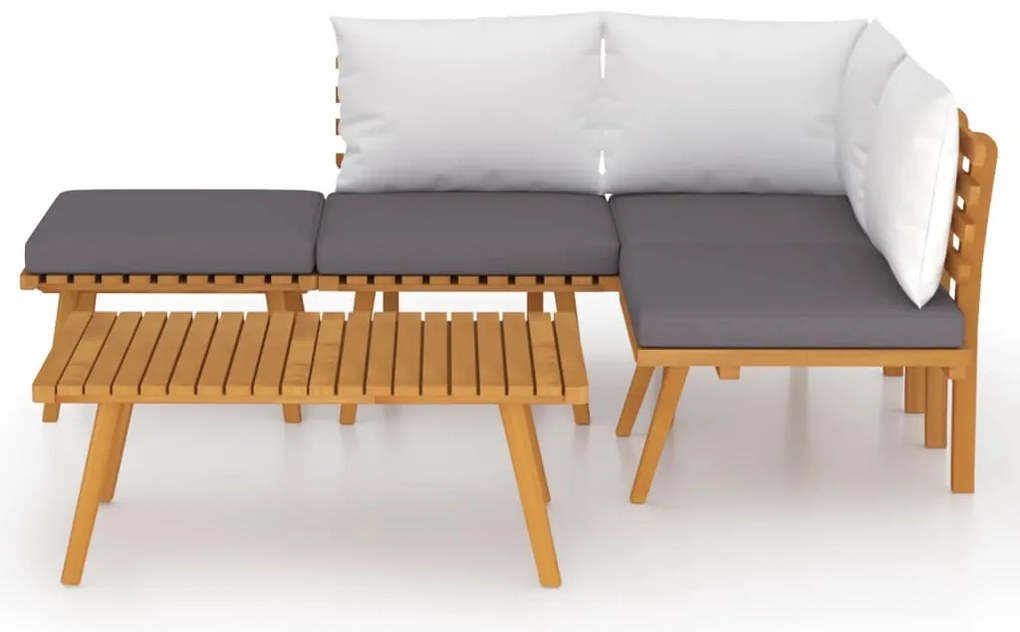 5 pcs conjunto lounge de jardim c/ almofadões acácia maciça