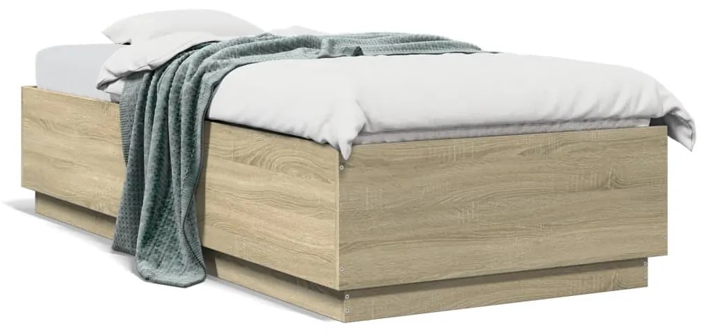 vidaXL Estrutura cama 100x200 cm derivados de madeira carvalho sonoma