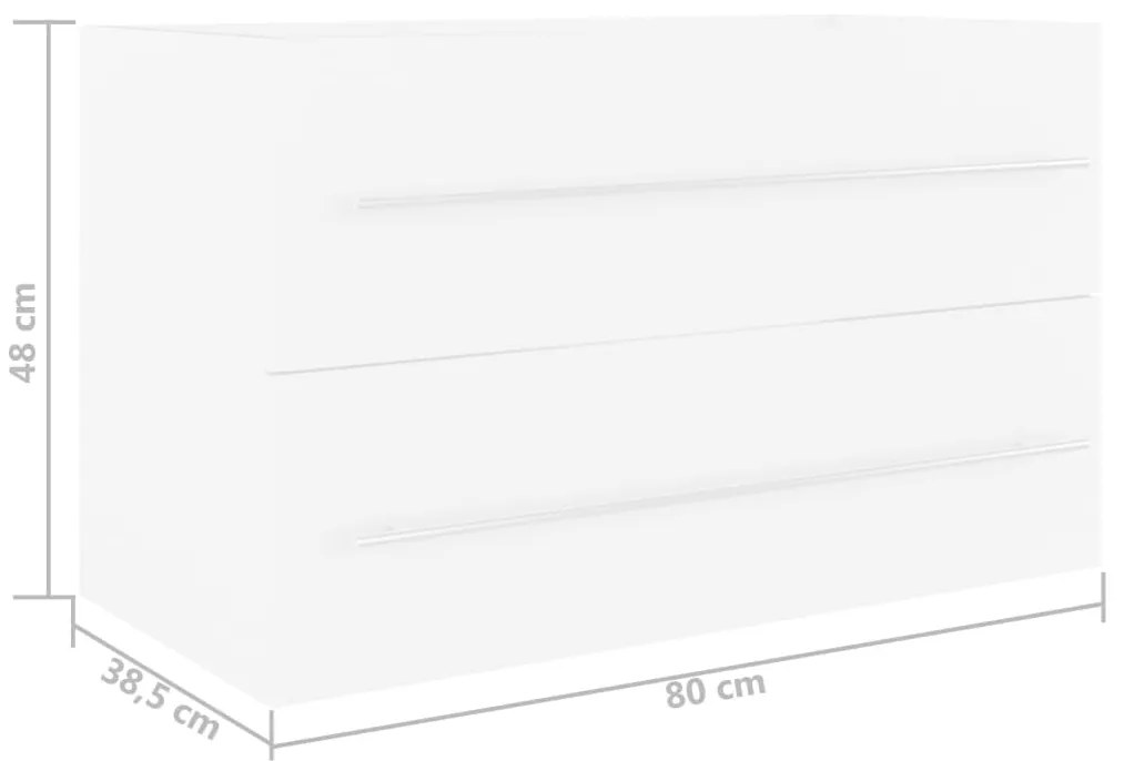 Armário lavatório 80x38,5x48 cm derivados de madeira branco