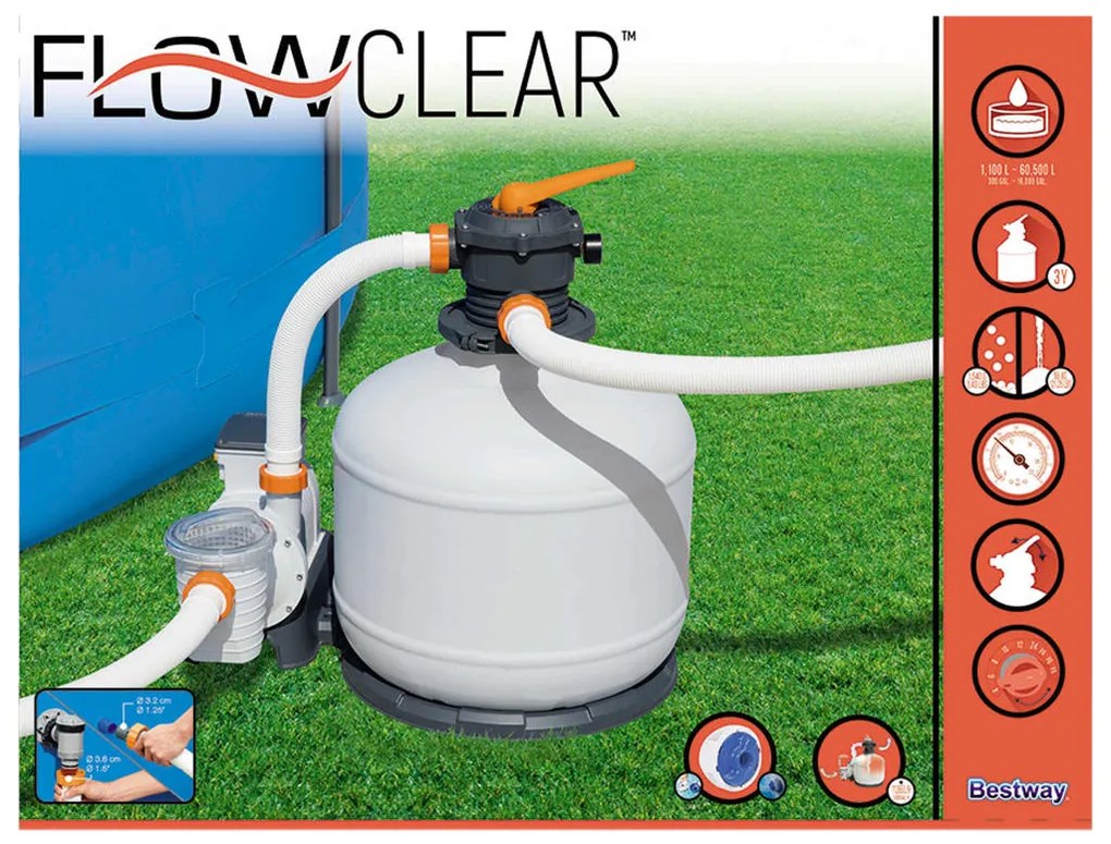 Bestway Bomba de filtragem por areia Flowclear 11355 L/h