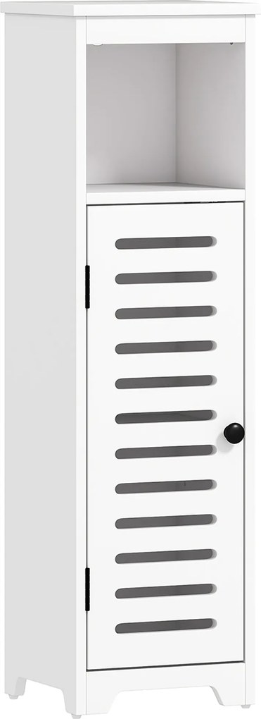 HOMCOM Móvel para casa de banho, armário de casa de banho 4 níveis  porta persiana, prateleira aberta, 22x20x75cm, branco | Aosom Portugal