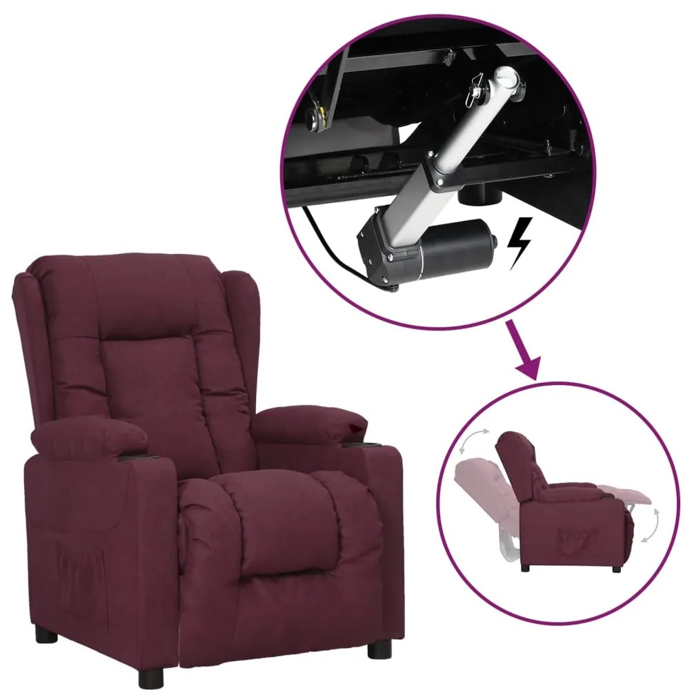 vidaXL Poltrona elevatória tecido roxo