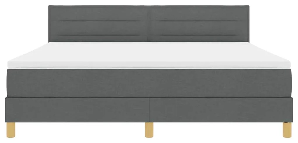 Cama Box com Colchão e LED Cinza Escuro 180x200 cm Tecido