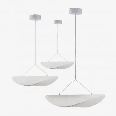 Conjunto De 3 Candeeiros De Teto Suspensos Led Em Tecido Zelvon Branco - Sklum