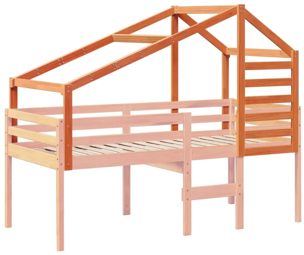 Telhado de cama infantil 188x97x113cm pinho maciço castanho-mel