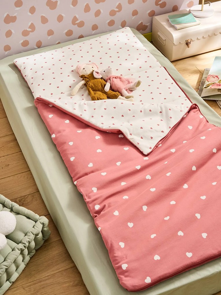 Saco-cama em algodão coração rosa-velho