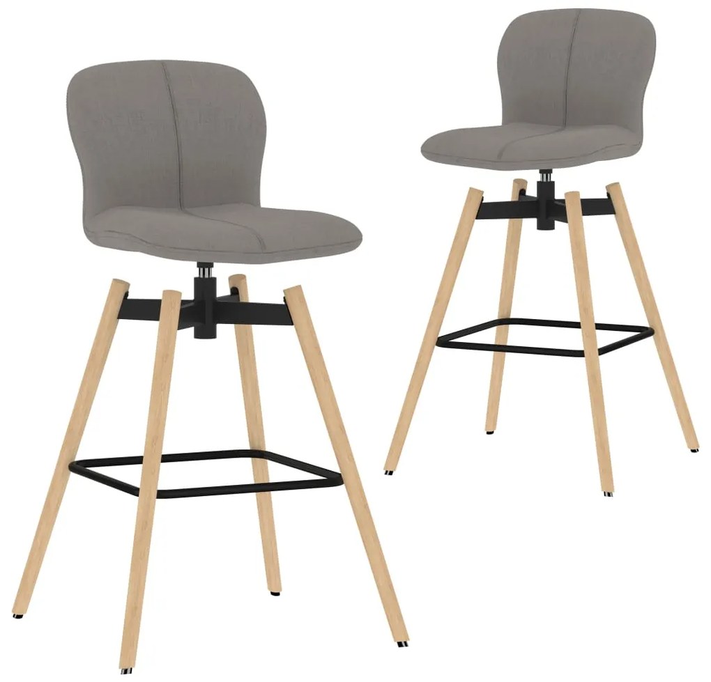 vidaXL Cadeiras de bar giratórias 2 pcs tecido cinzento-claro