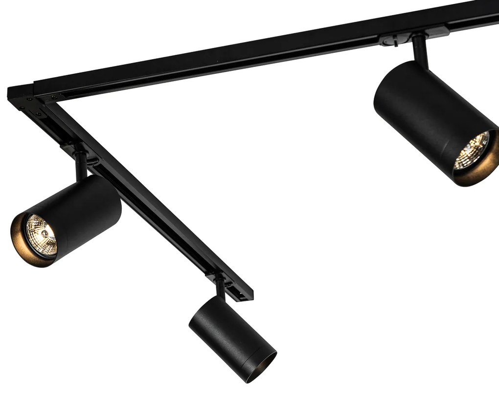 Sistema de Trilho Moderno com 5 Focos Preto Monofásico 7cm - Iconic Jeana Luxe Moderno