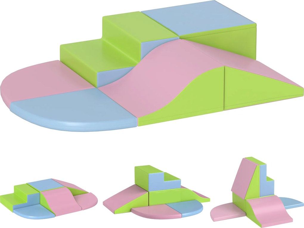 Conjunto de 6 Blocos de Espuma para Crianças de 12-36 Meses Brinquedo Educativo de Construção 150x100x24 cm Multicor