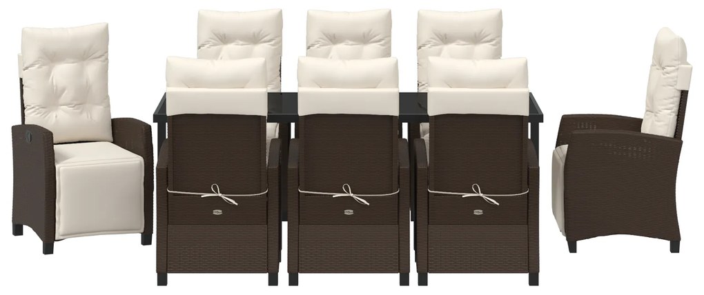 Conjunto de Jantar de Jardim 9 Peças Rattan Polipropileno Marrom