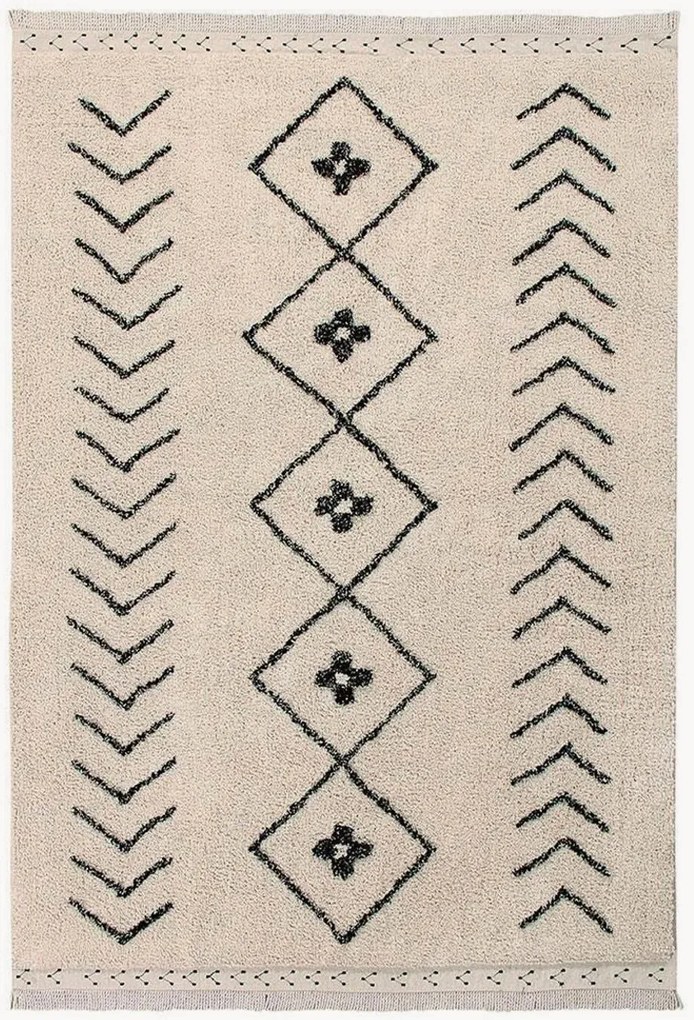 Tapete infantil lavável artesanal de pelo curto em algodão Bereber Rhombs