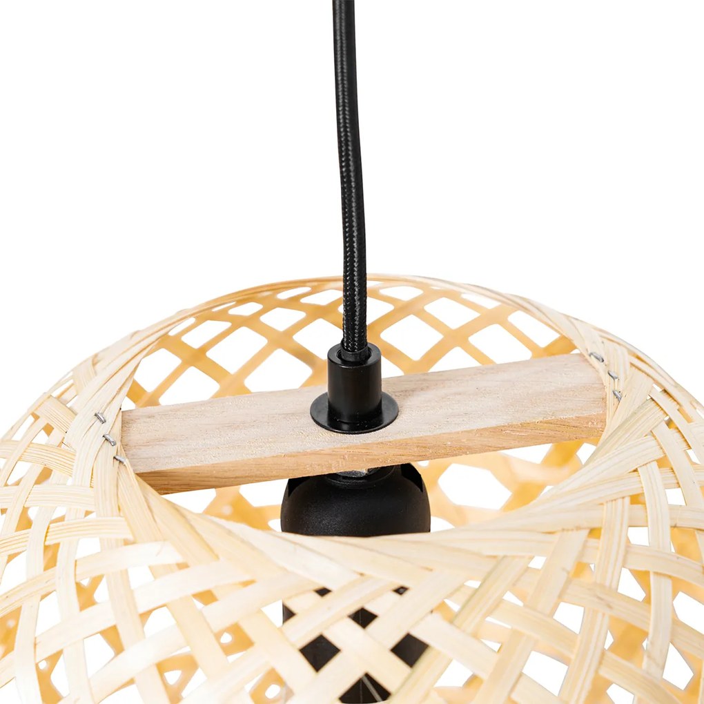 Candeeiro de suspensão oriental preto com bambu - Rayan Oriental