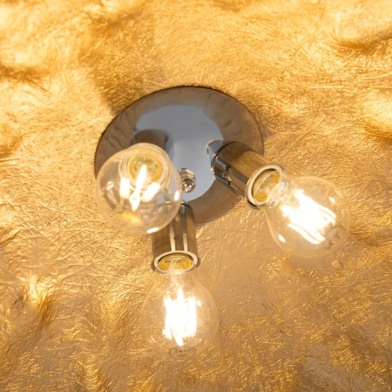 Candeeiro de suspensão industrial preto com dourado 70 cm - Magna Moderno