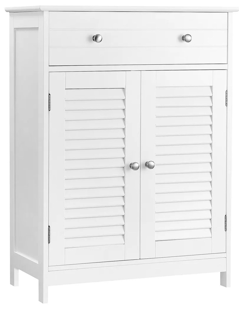 Armário arrumação ou de casa de banho com portas de persiana 60 x 30 x 80 cm Branco 