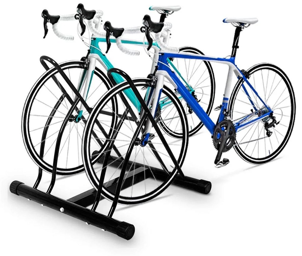 Suporte de bicicleta 2 lugares de chão de aço ou parede exterior 61,4x54x57,5cm Preto