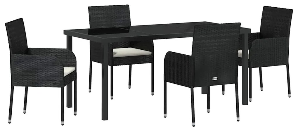 Conjunto de jantar de jardim de 5 peças com almofadas da em polirattan