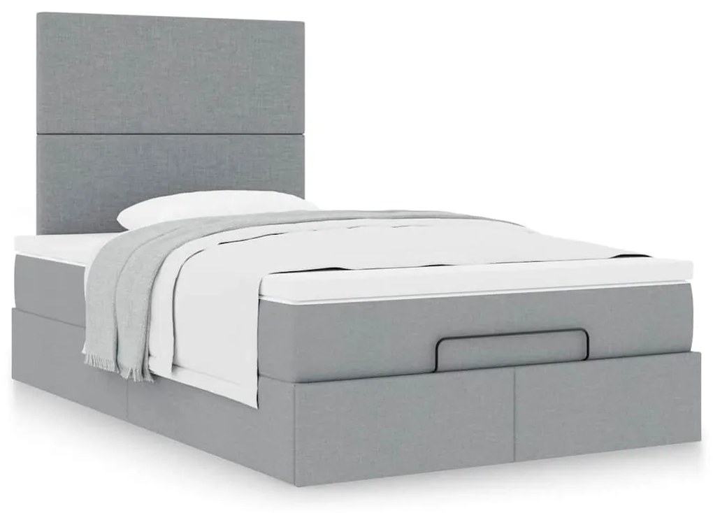 Estrutura cama otomana colchão 120x200 cm tecido cinzento claro