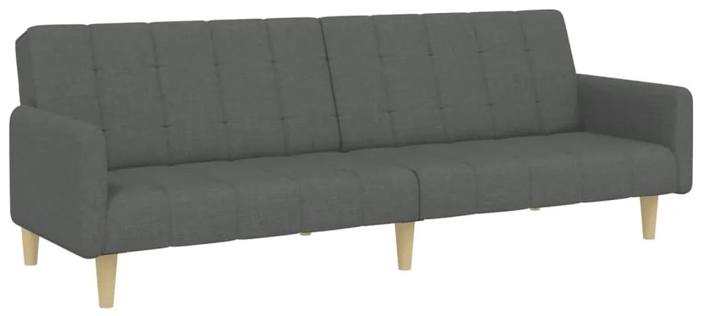 Sofá-cama de 2 lugares c/ apoio de pés tecido cinzento-escuro