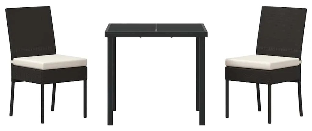 Conjunto de Jantar Jardim 3 Peças em Rattan Sintético Preto