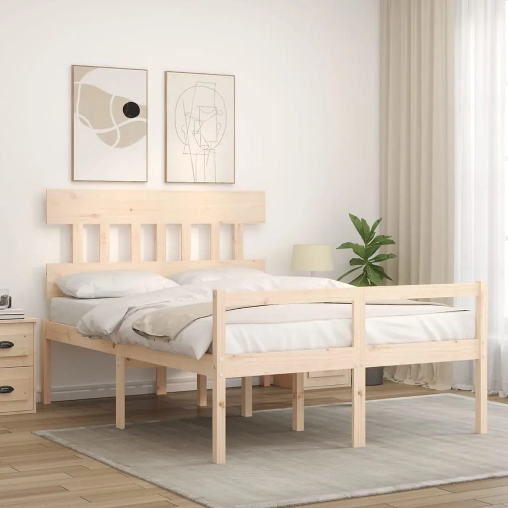 Cama de casal para idosos com cabeceira madeira maciça