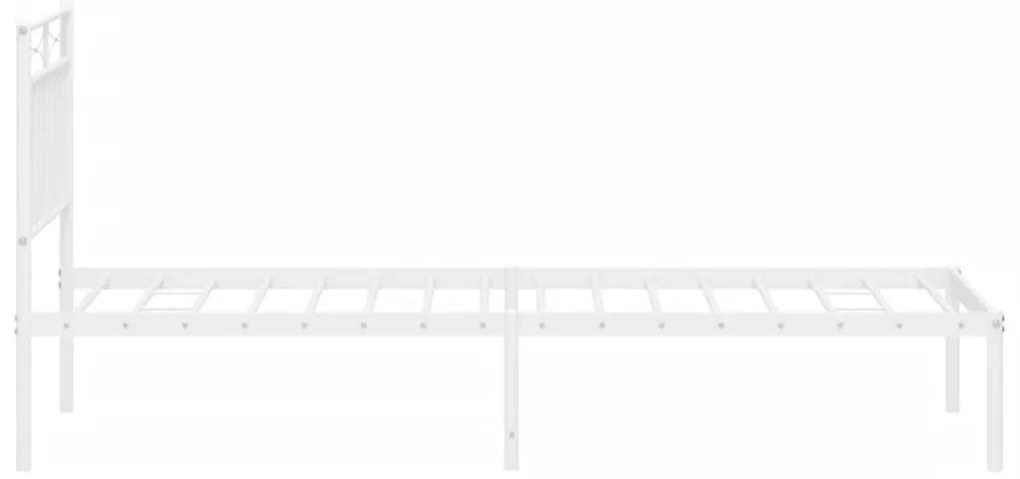 Estrutura de cama com cabeceira 75x190 cm metal branco