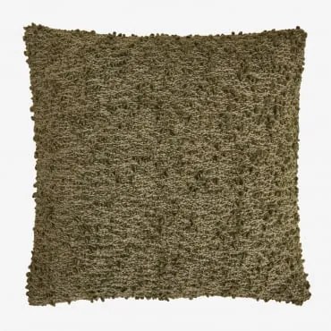 Almofada Quadrada 45x45 Cm Em Tecido Bouclé Zanero Verde Azeitona Intenso - Sklum